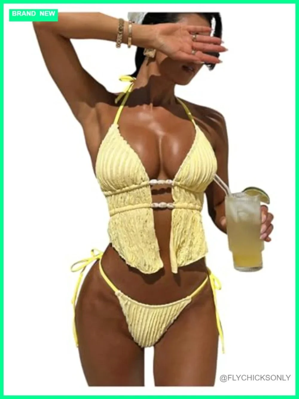 Women's 2 Piece Polka Dot High Stretch Halter Bikini Set Backless